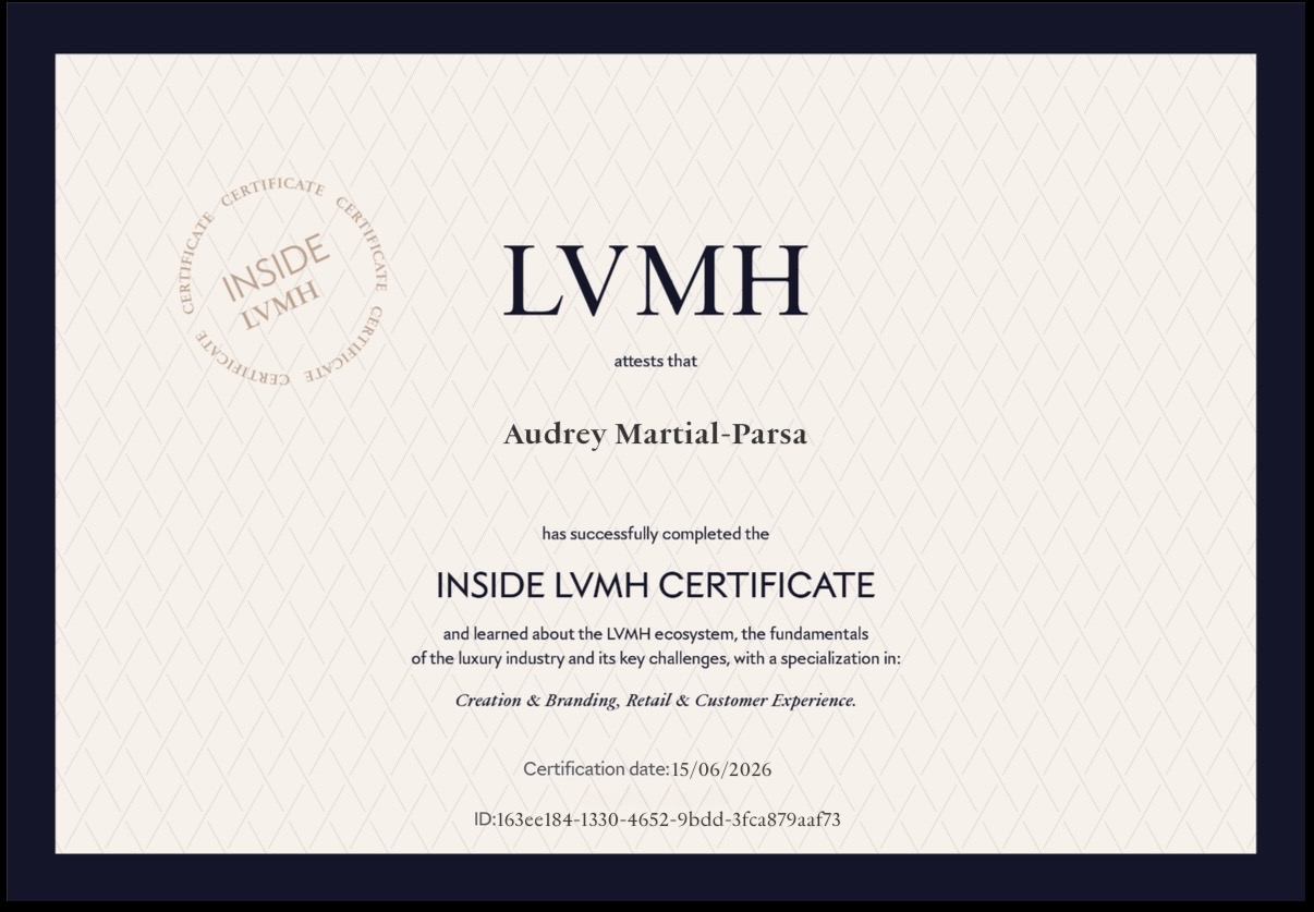 Inside LVMH Certificate — Audrey Martial-Parsa